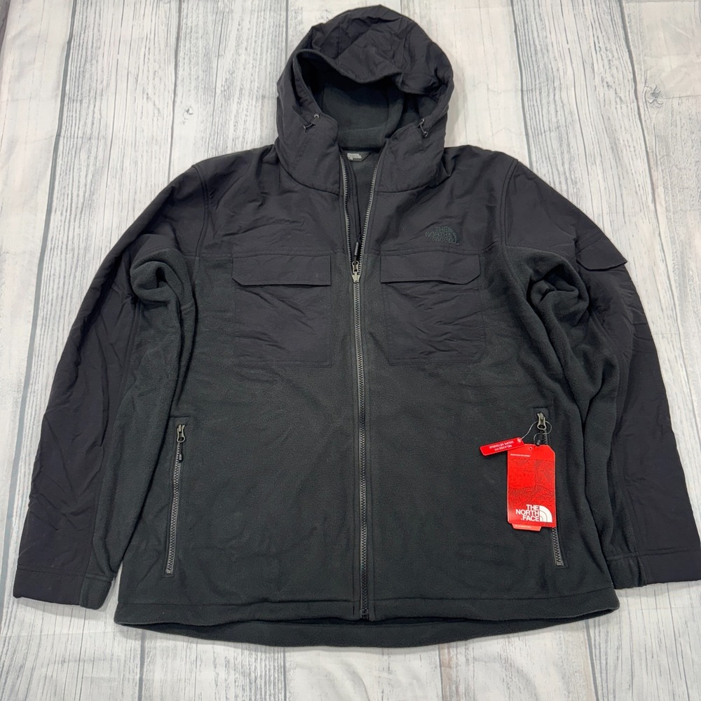 NWT The North Face Salinas Hooded Jacket XL Black Full Zip Fleece Mens